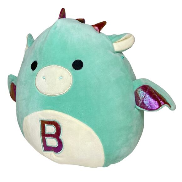 Squishmallow Kellytoy Dragon Teal B Monogram 13" Stuffed Animal Plush - Picture 1 of 6